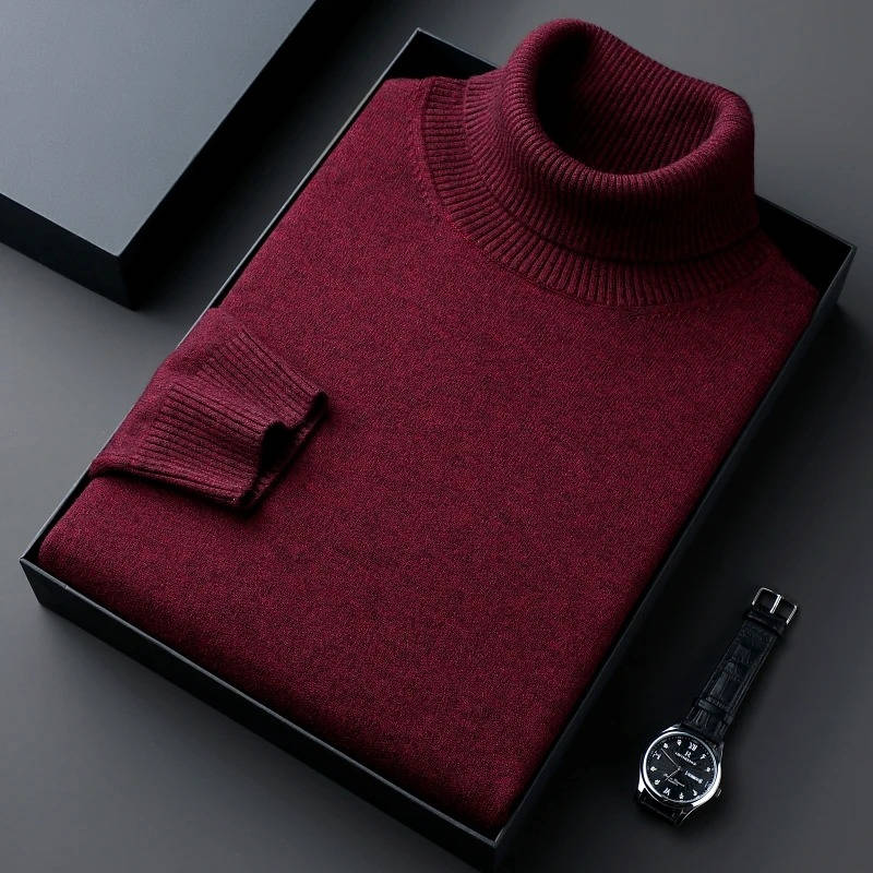 Men's grey premium turtleneck sweater by Wavlynn slim-fit cotton blend knit for sharp casual style