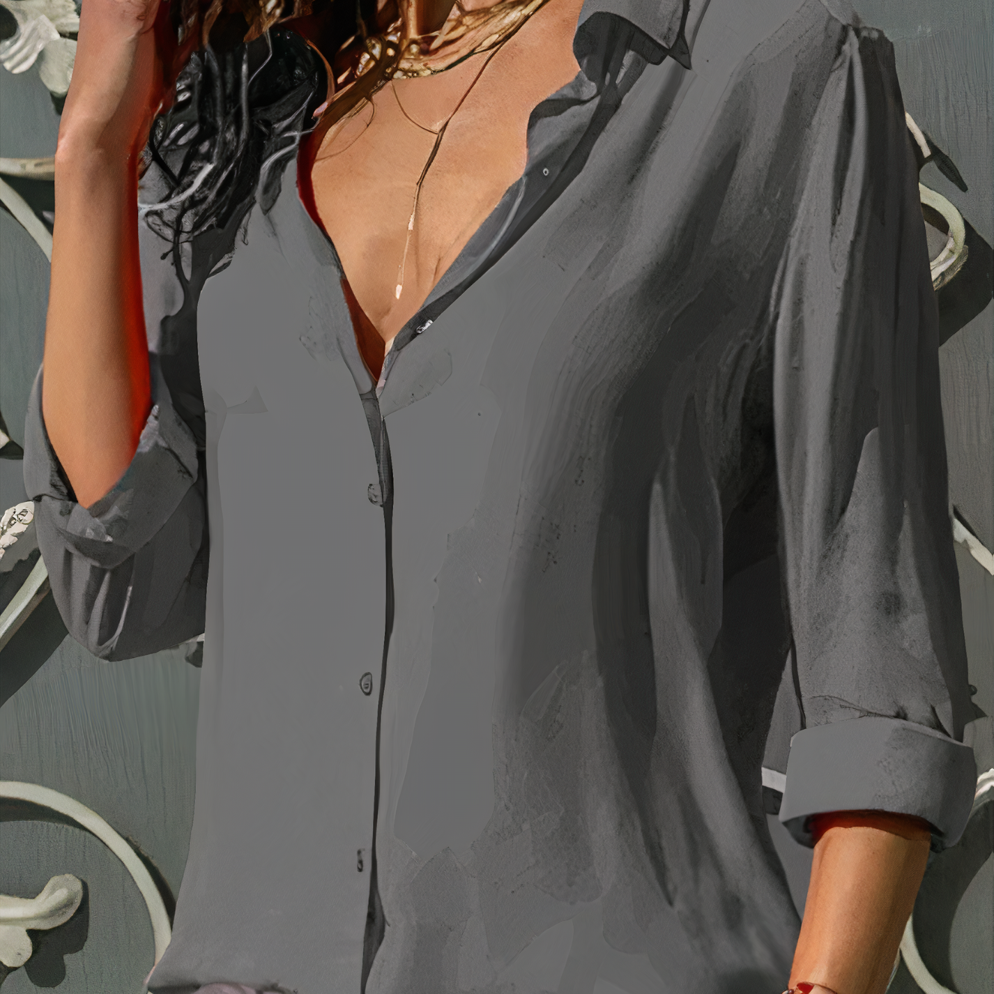 Women's lightweight chiffon blouse Clara by Wavlynn flowy elegant fit office-to-evening style