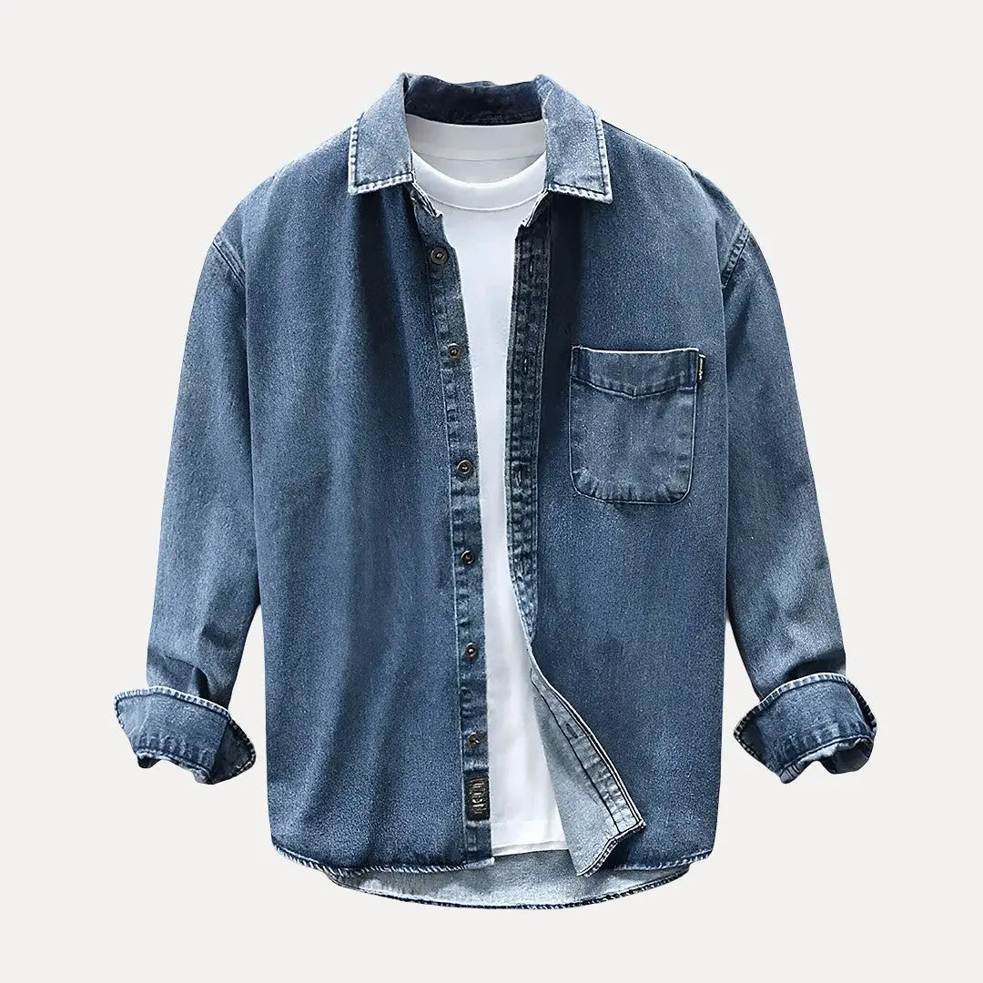 Ranger Premium Denim Jacket rugged blue classic cut with functional chest pockets and durable stitching