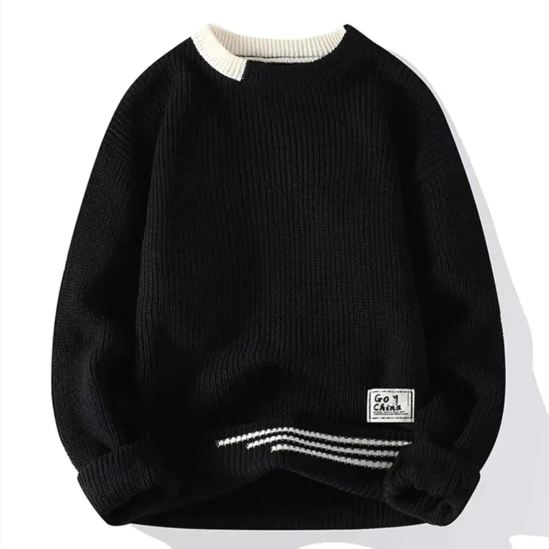 Soft beige vintage crewneck knit sweater relaxed fit ribbed texture timeless everyday comfort