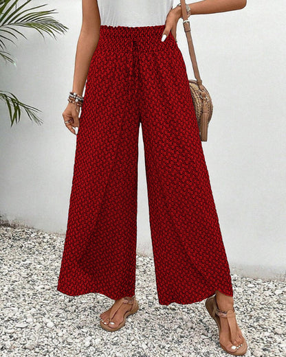 Bold geometric print wide-leg trousers relaxed fit statement fashion pants for day to evening wear