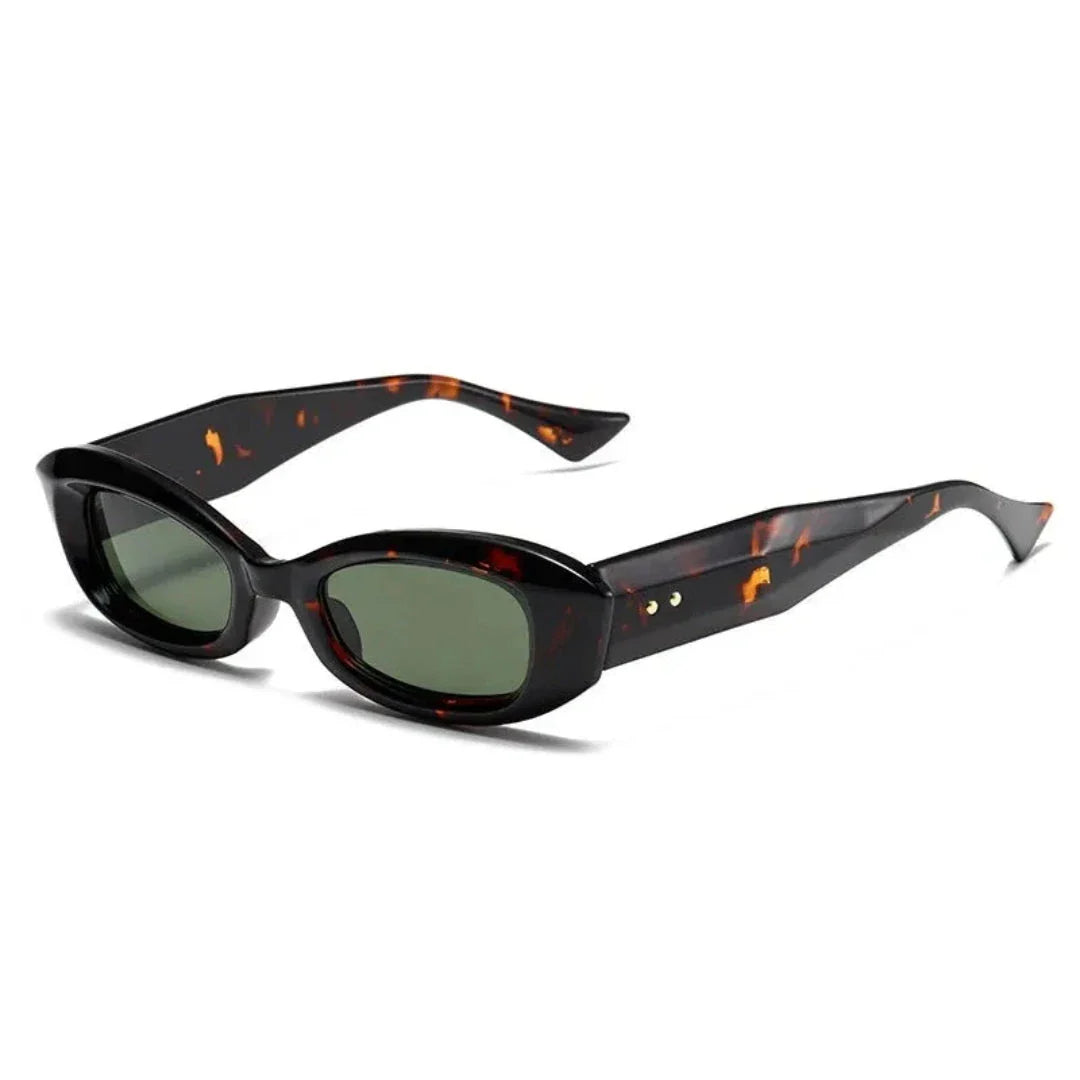 Renee rectangular bold frame sunglasses in high-gloss acetate with chunky 90s-inspired silhouette