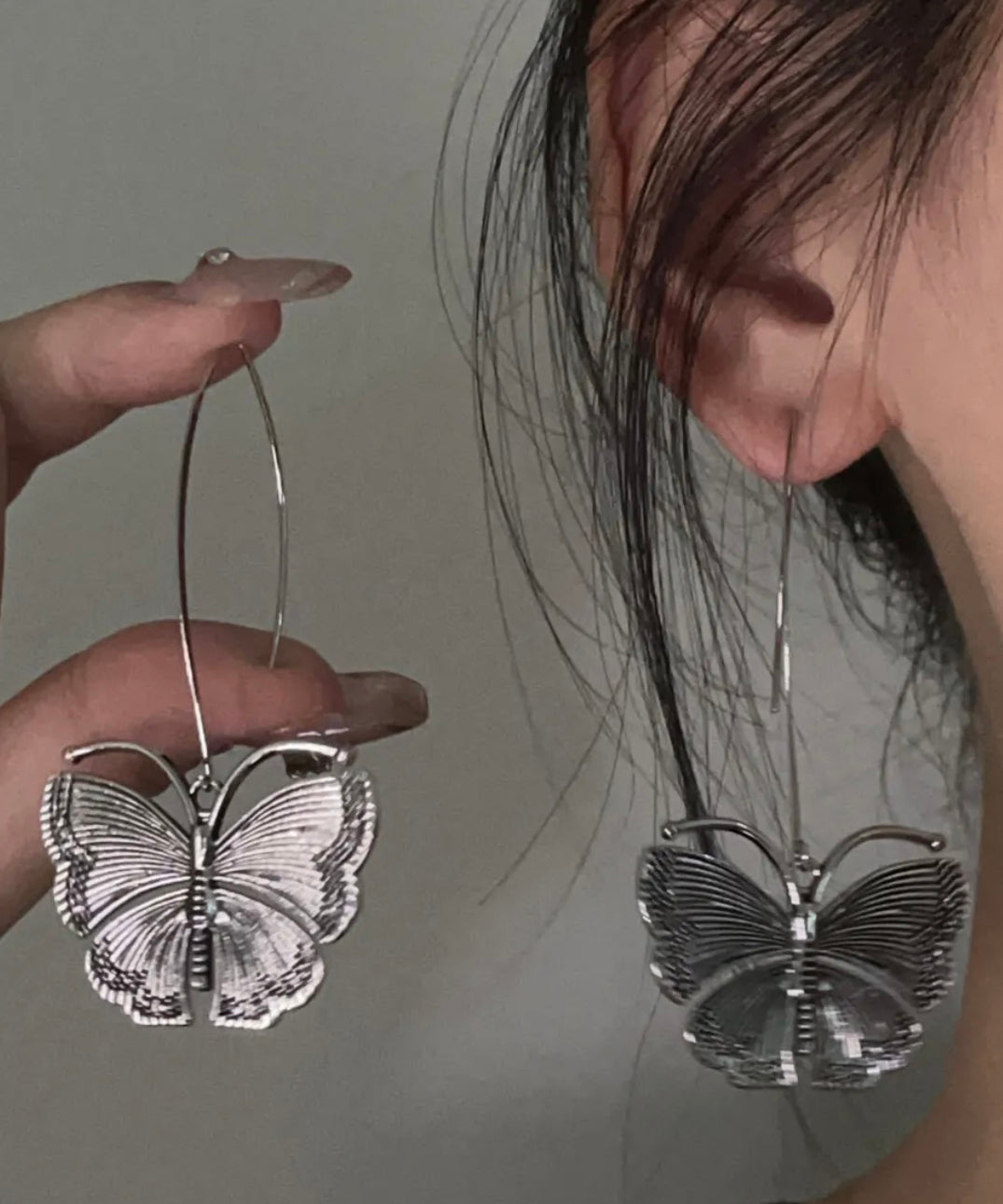 Boucles d'oreilles pendantes papillon rétro en argent 925 - Wavlynn