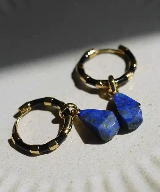 Boucles d'oreilles créoles rétro en bambou doré et cuivre - Wavlynn