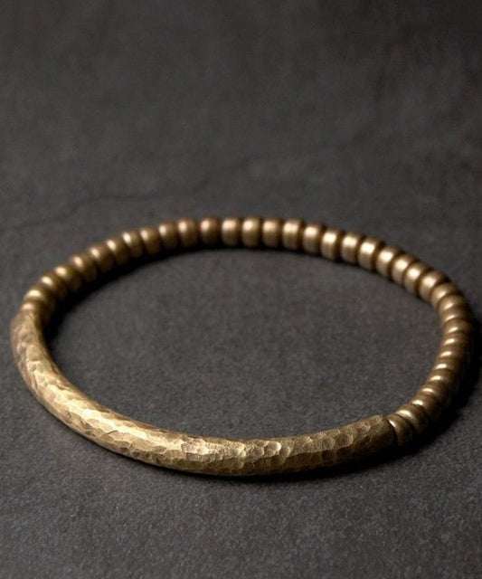 Bracelet homme rétro en perles patchwork dorées et cuivrées - Wavlynn