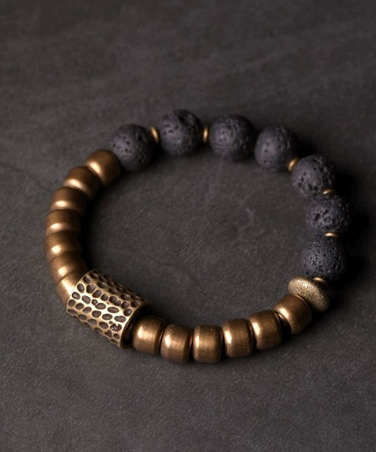 Bracelet rétro pour homme avec perles en or antique et blocs de couleurs - Wavlynn