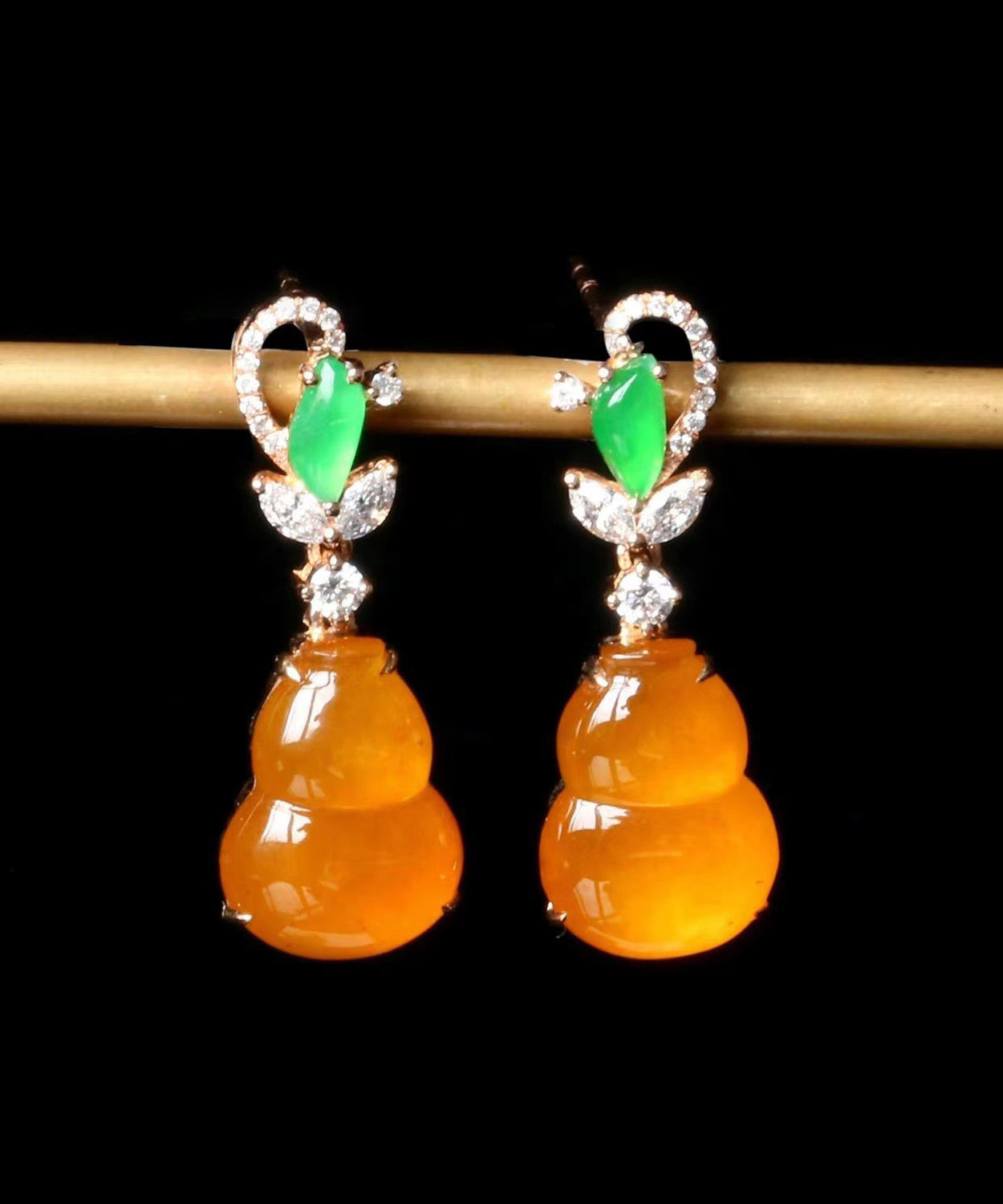 Boucles d'oreilles pendantes en calcédoine rétro orange en argent sterling surdoré - Wavlynn
