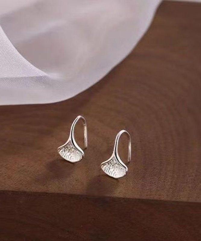 Boucles d'oreilles créoles rétro en argent sterling et soie avec feuilles - Wavlynn