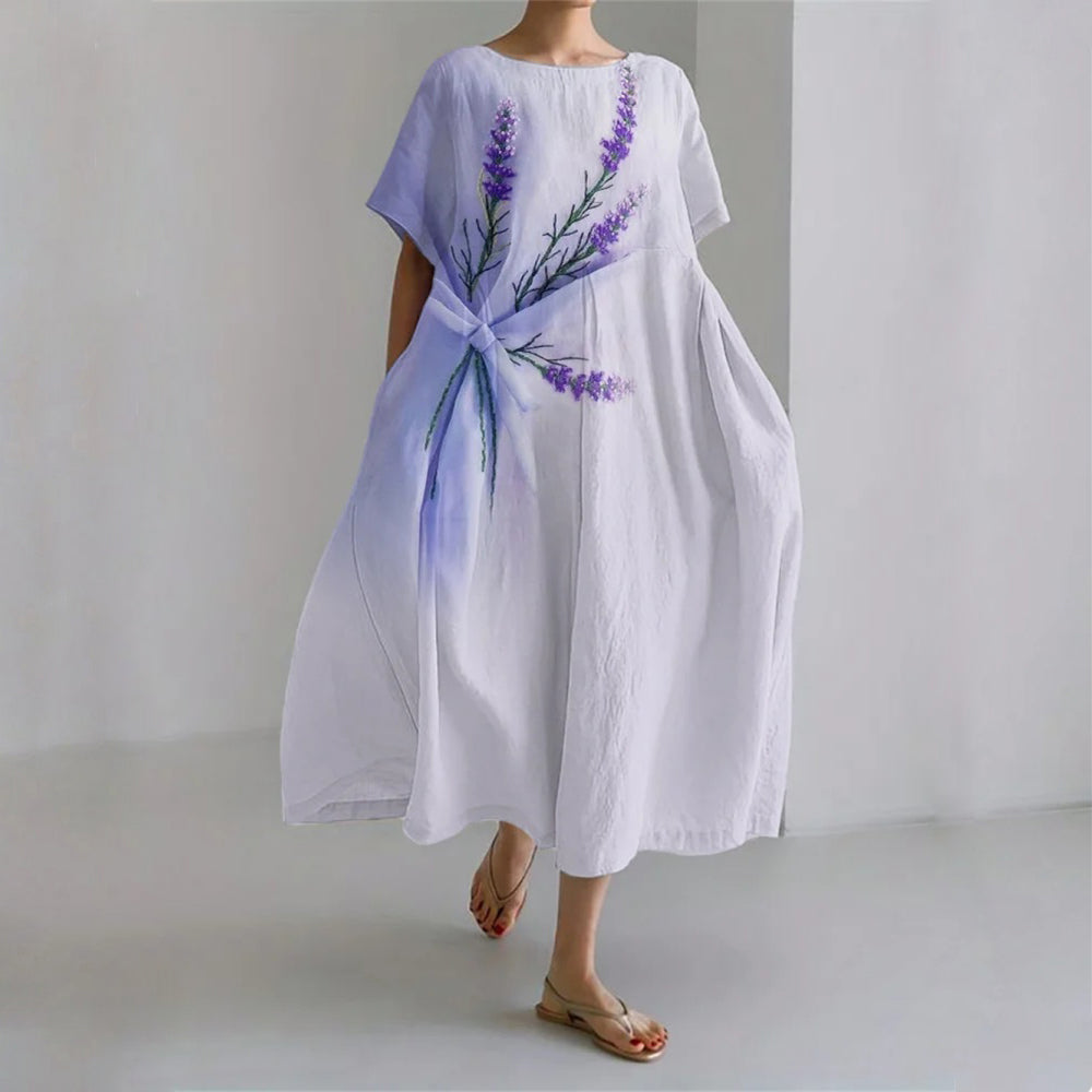 Floral silk-blend maxi gown with fluid drape in multicolor print, garden party ready
