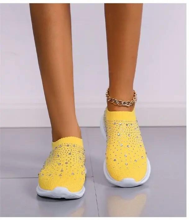 Rhinestone Slip-On Sneakers for Women – Stylish & Lightweight Comfort
