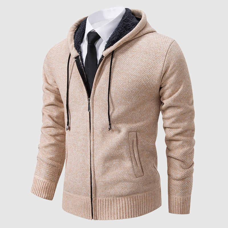 Roberto Russo wool blend cardigan with zipper closure, finely knit texture, timeless elegant style