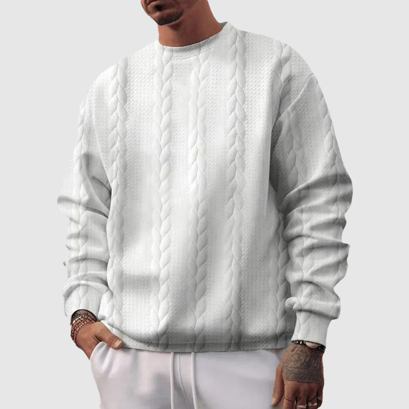 Roberto Russo loose fit jacquard sweatshirt neutral tone relaxed silhouette elegant woven pattern