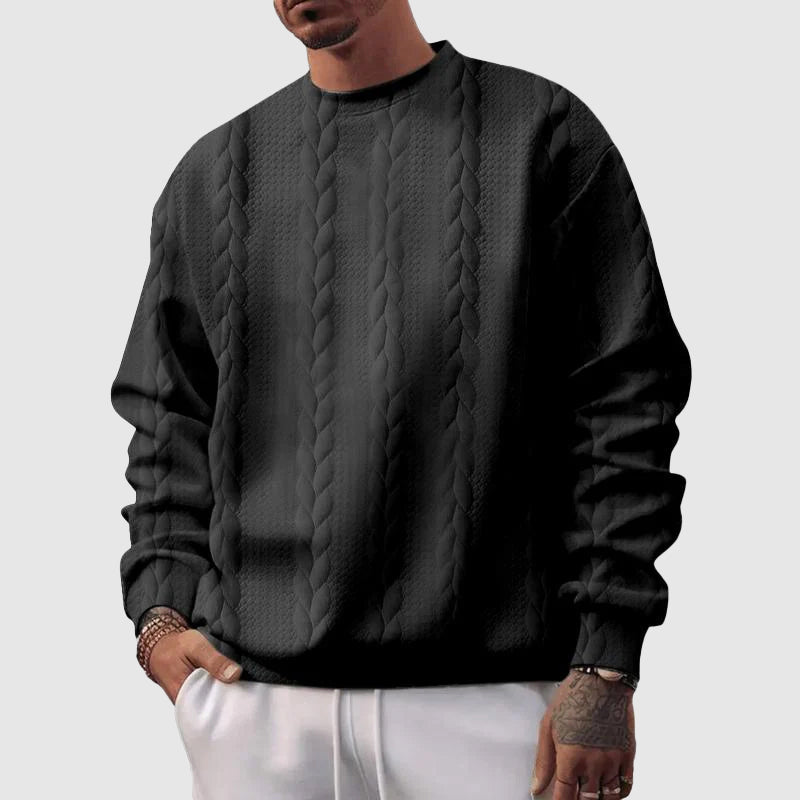 Roberto Russo loose-fit jacquard sweatshirt neutral tone relaxed silhouette with textured weave pattern