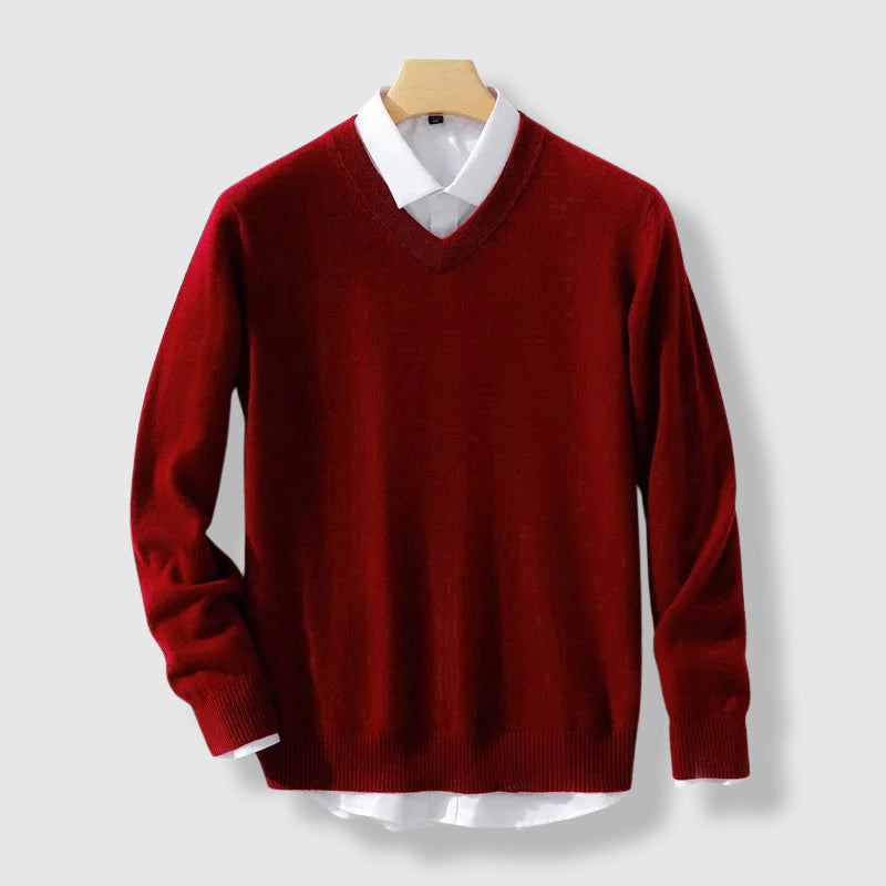 Roberto Russo ivory cashmere blend V-neck sweater with long sleeves for a refined sophisticated look