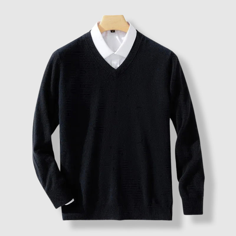 Roberto Russo ivory cashmere blend V-neck sweater with long sleeves for sophisticated layering