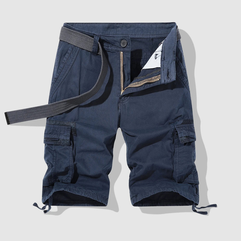 Roberto Russo men's safari cargo shorts relaxed fit with multiple pockets in neutral cotton fabric