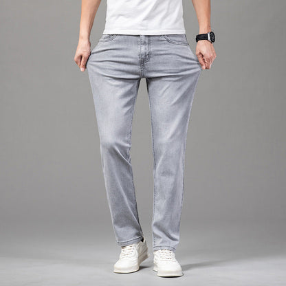 Roberto Russo high-waisted straight-leg light blue soft-washed denim jeans with classic pocket detailing