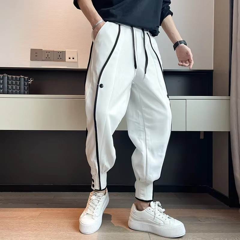 Men's wide leg jogger sweatpants casual Korean style relaxed fit tapered ankle everyday wear