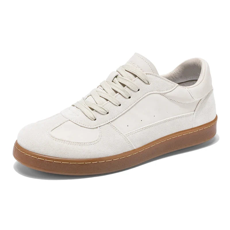 Men's low-profile suede leather casual sneaker with cushioned insole and non-slip rubber sole