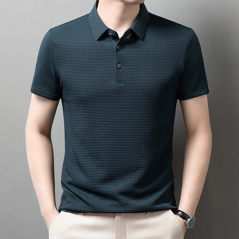Caedon classic polo shirt breathable fabric slim fit refined casual style for men