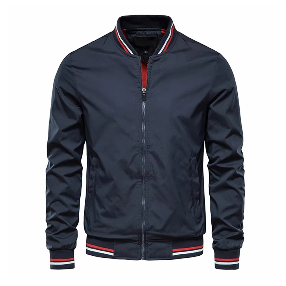 Men's slim fit burgundy bomber jacket lightweight casual all-season layering essential