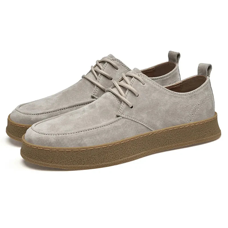 Wavlynn Mark Homme tan suede oxford dress shoes with crepe rubber outsole for all-day comfort