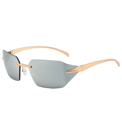 Vista Barcelona rimless sunglasses gold-tone metal frames with premium gradient lenses sleek design