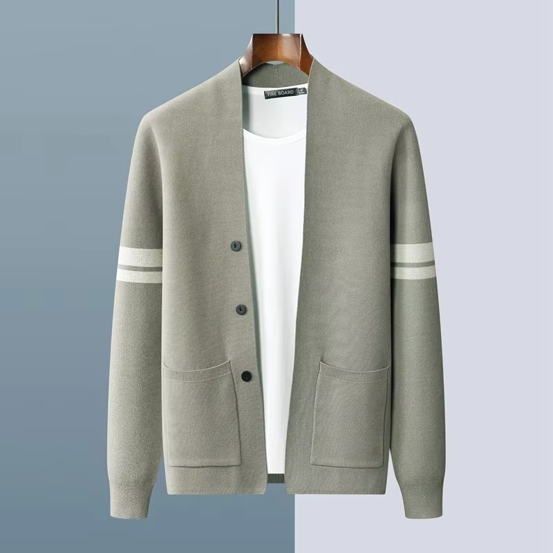 Men's wool-blend V-neck cardigan sweater casual knit style lightweight warm fall winter layering