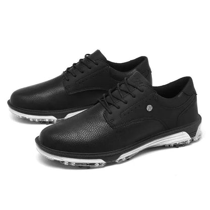 Xavier Elite golf shoes by Wavlynn, waterproof white leather with advanced traction sole for all-day stability