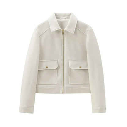Wavlynn Jasmine women's cozy zip-front jacket structured silhouette with side pockets casual style