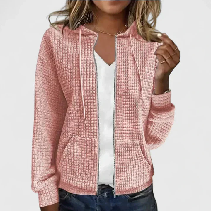 Olivia elegant cardigan draped silhouette figure-enhancing flowing layer refined feminine style