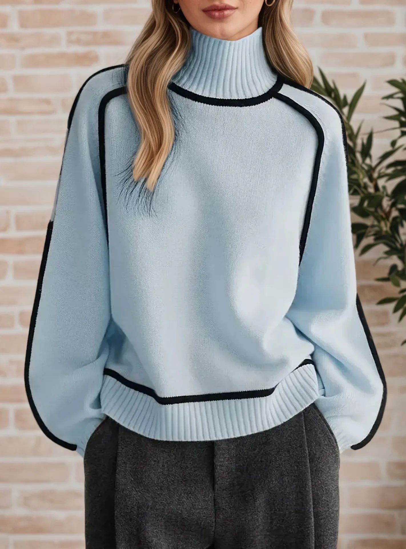 Soft elegant ruby red women's sweater with flattering refined silhouette and ultra-comfortable cozy fit