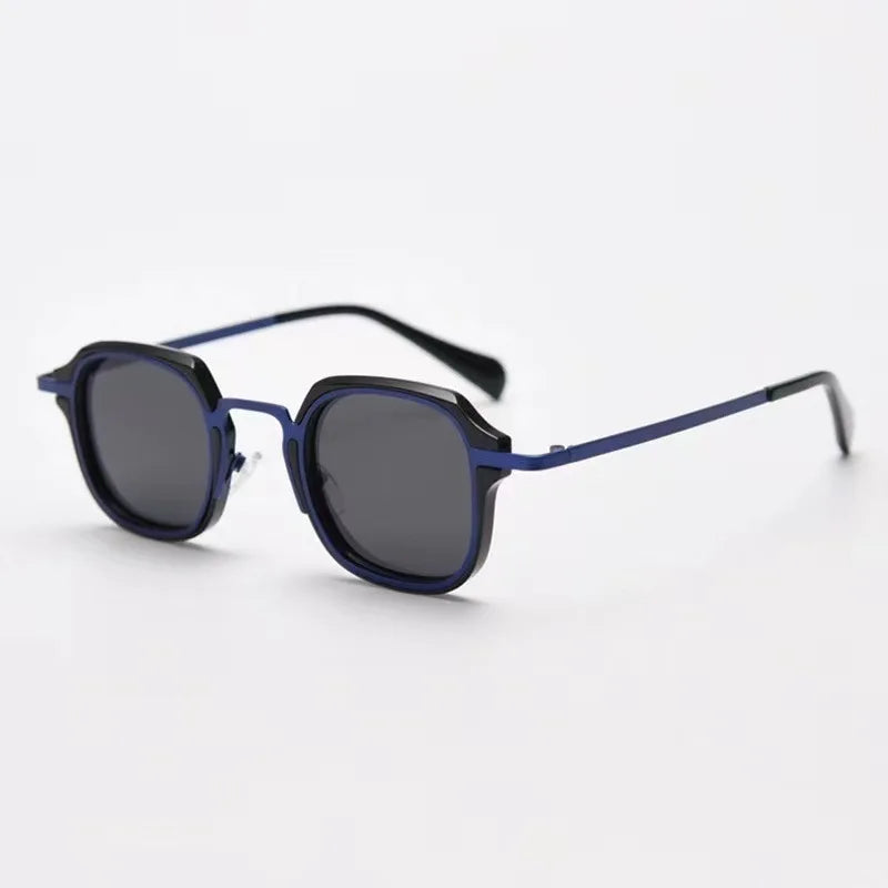 TrendAura Maverick punk square sunglasses bold geometric metal frame UV protection unisex eyewear