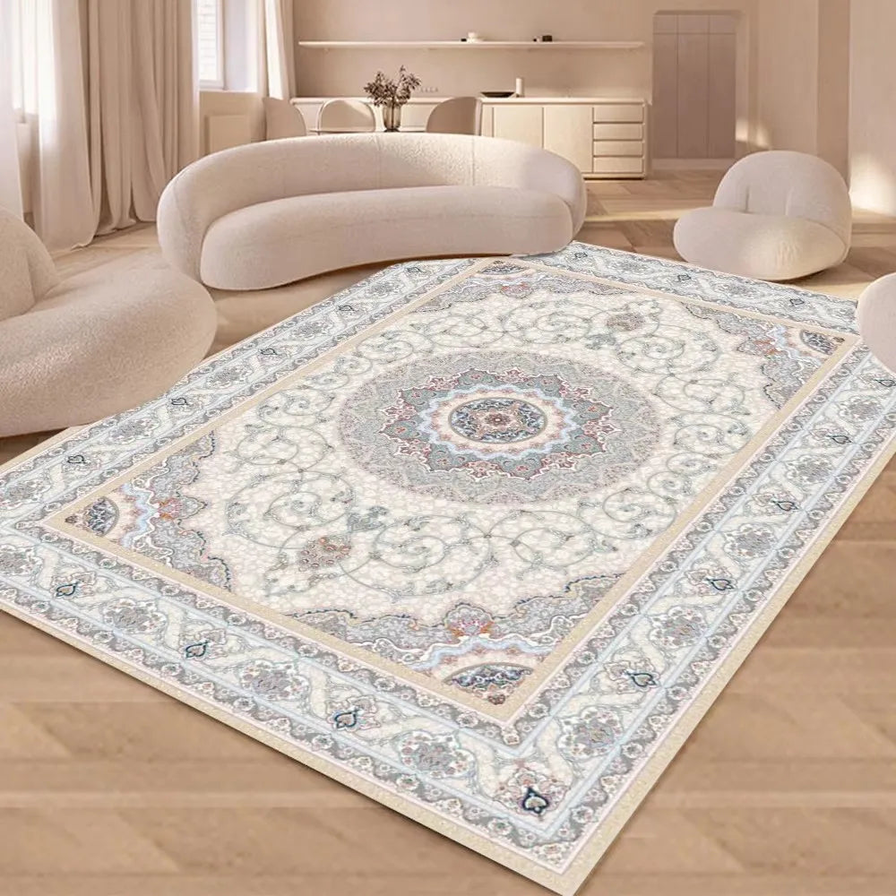 European Style Luxury Carpet Living Room Flower Pattern Decoration Bedroom Large Rugs Sofa Area Non-slip Easy Clean Floor Mat