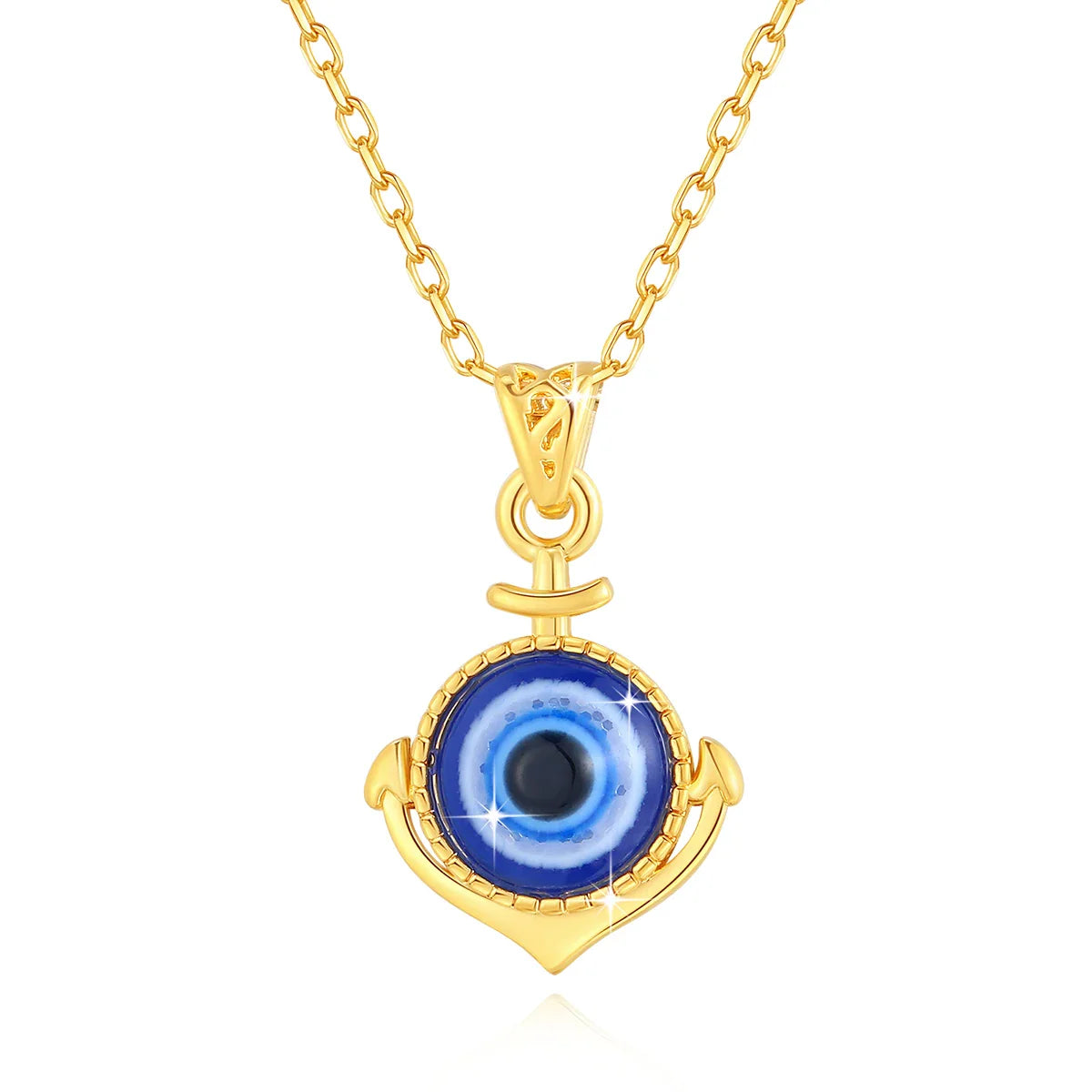 Celestial Evil Eye 18K gold statement pendant necklace, lightweight versatile fine jewelry
