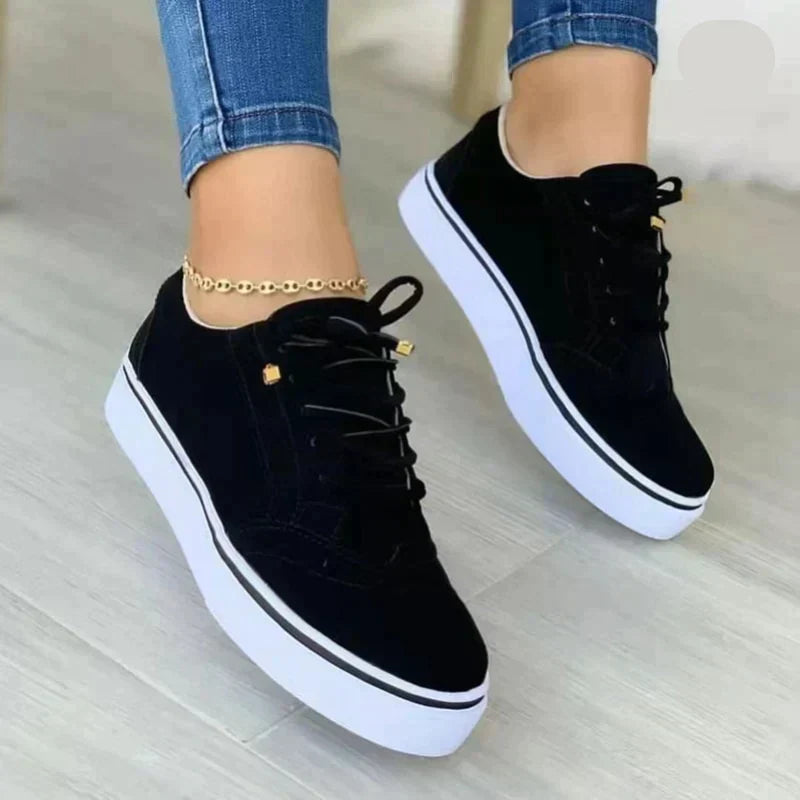 Tan suede lace-up platform sneaker with brogue punch-out detailing for women