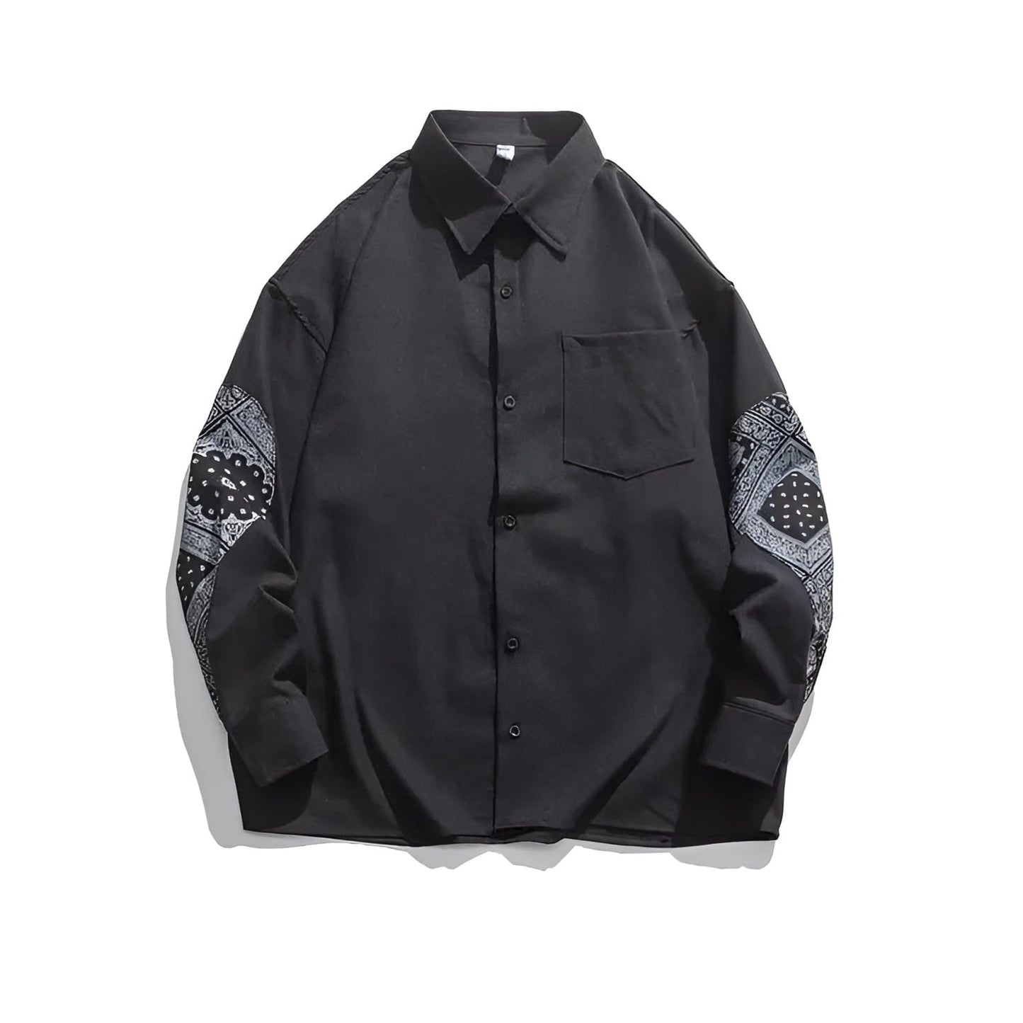 Men's paisley cotton shirt long sleeve solid tone breathable lightweight versatile formal casual