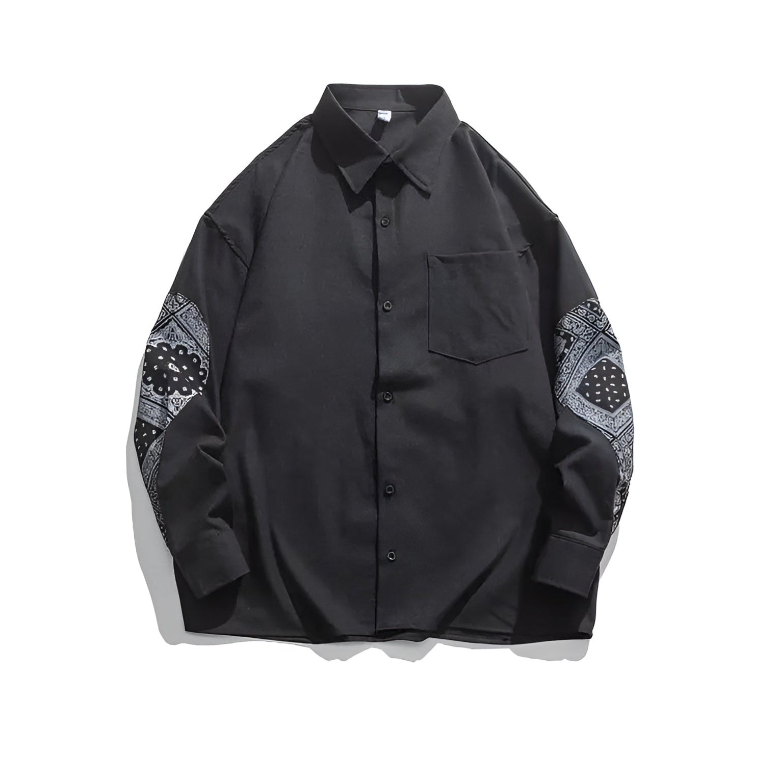 Men's paisley cotton shirt long sleeve solid tone breathable lightweight versatile formal casual