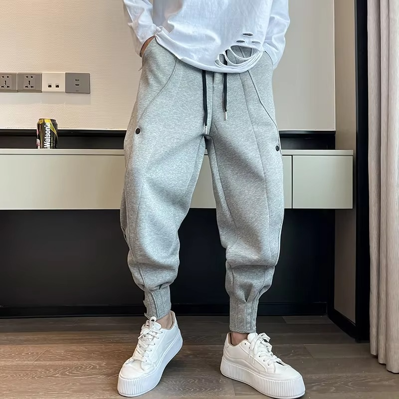 Men's wide leg jogger pants Korean style sweatpants relaxed fit with tapered ankle casual wear