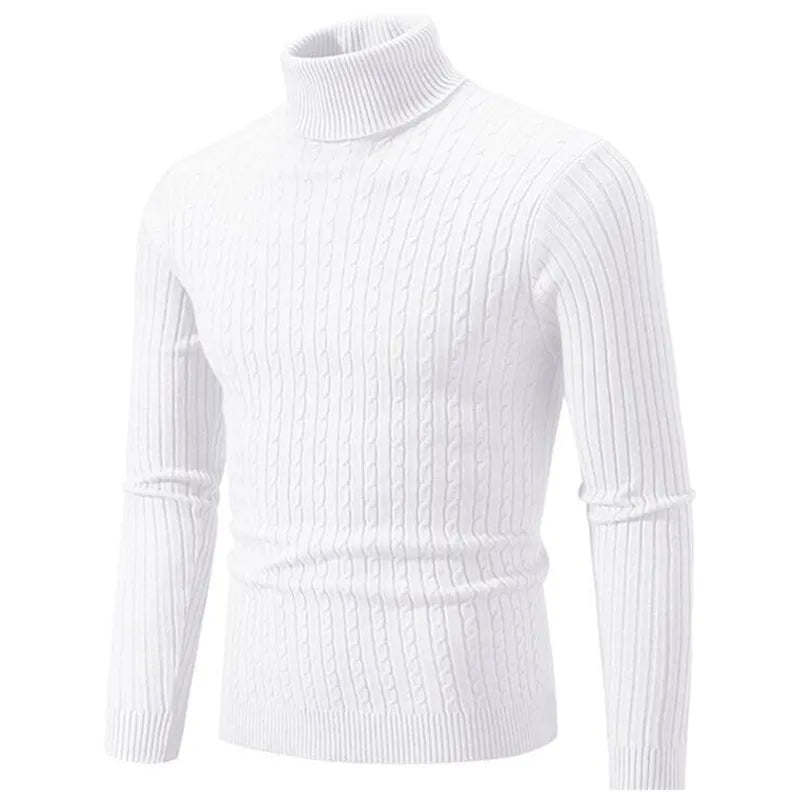 Classic ribbed turtleneck sweater tailored fit breathable soft knit versatile layering style