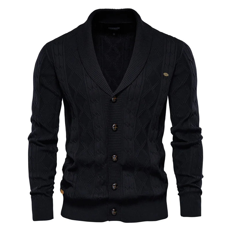Men's navy buttoned cardigan Whistler slim-fit ribbed knit with front button closure