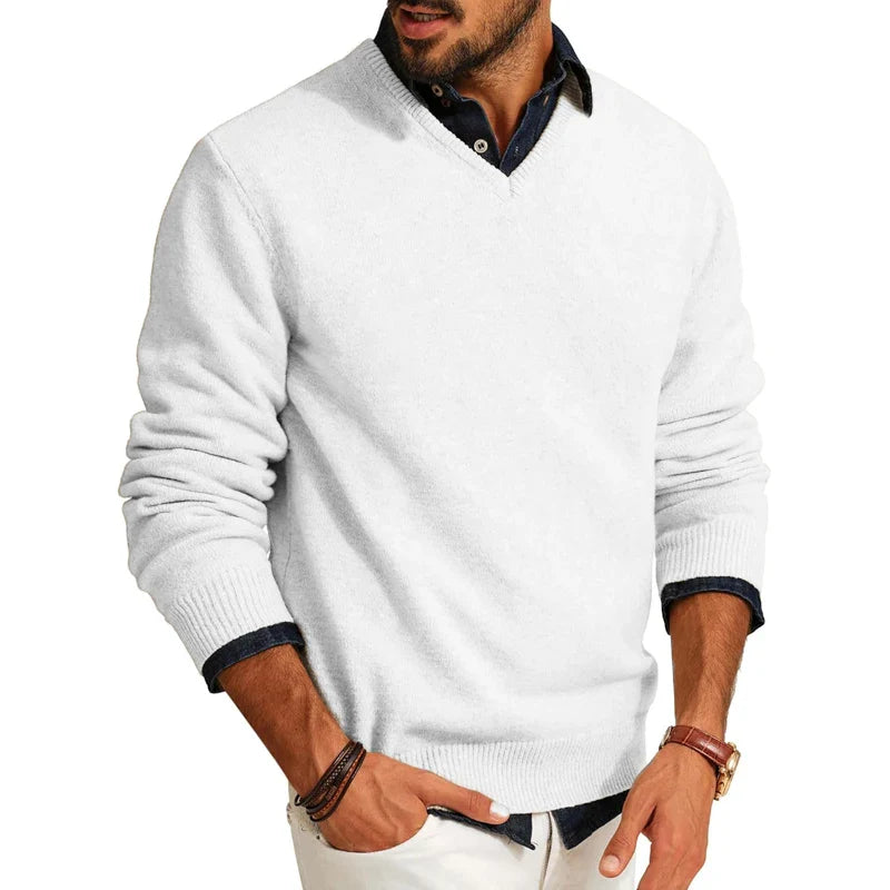 Men's lightweight wool blend sweater casual to professional versatile knit with soft warm finish