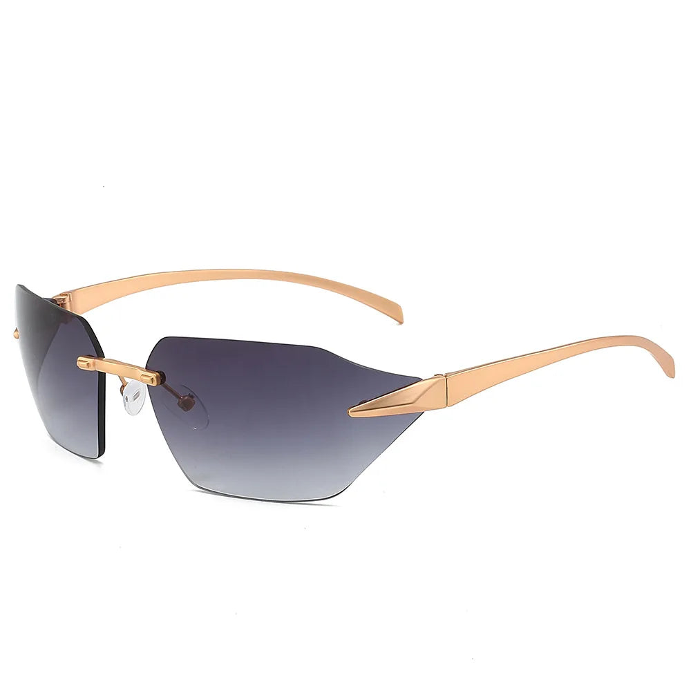 Vista Barcelona rimless sunglasses gold-tone metal frames with premium gradient lenses