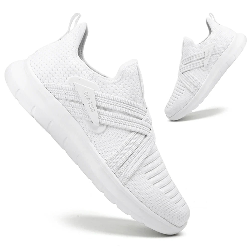 Zerone comfort slip-on shoes in neutral tones, breathable knit upper with lightweight ergonomic sole