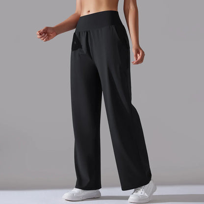 Velva Flow wide-leg leggings in flowing silky fabric with sculpting waistband relaxed silhouette