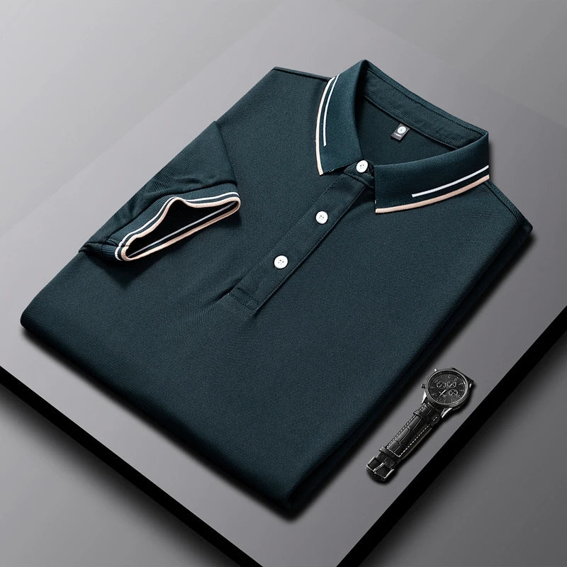 AeroKnit tailored polo shirt in classic tones, slim fit with contrast collar and cuffs