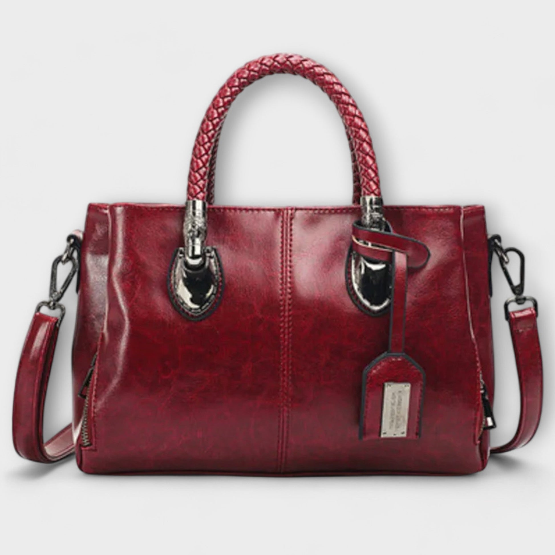 Thyra luxury handbag with braided handles, spacious elegant design for work and travel