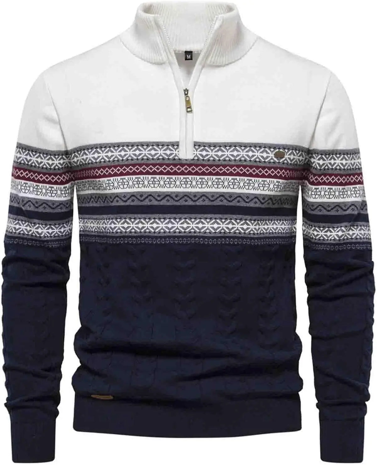 Wavlynn Oliver quarter zip knit pullover sweater with stand-up collar, classic warm style for fall