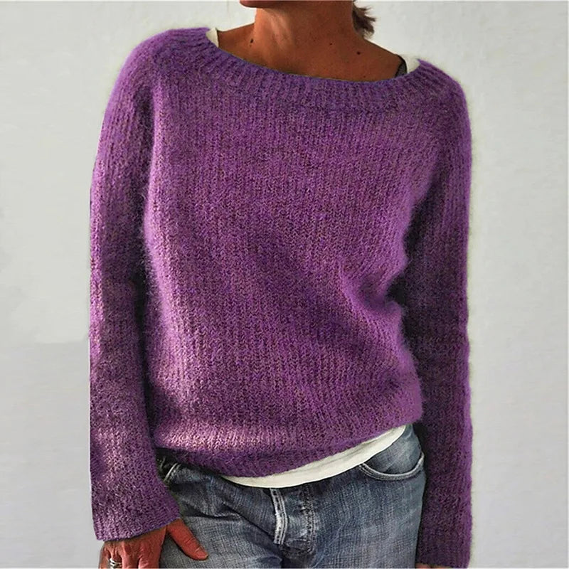 Women's cozy relaxed-fit knit pullover sweater by Wavlynn, soft breathable fabric for casual everyday wear