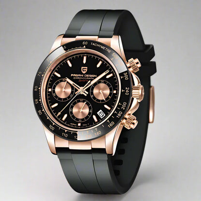Bexley stainless steel chronograph watch with sapphire crystal glass and quartz movement